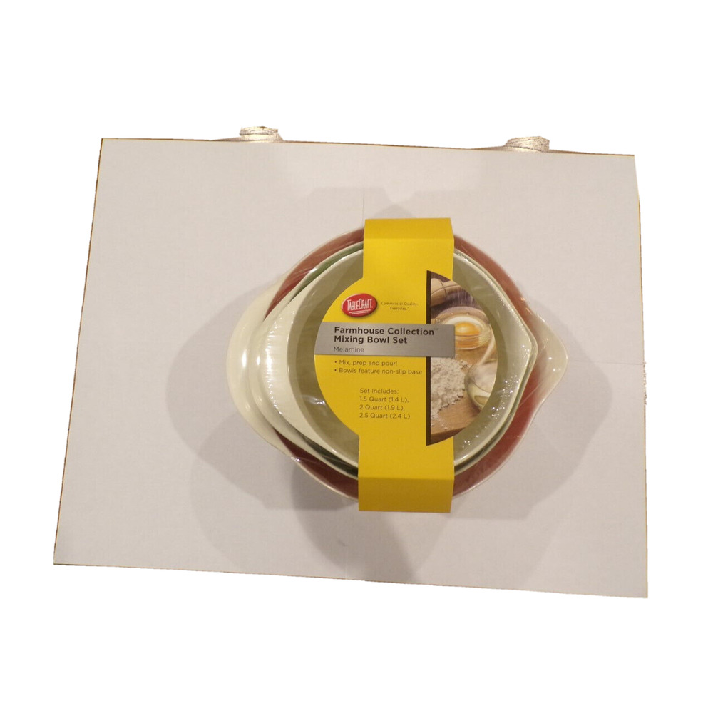 TableCraft Mixing Bowl Set, Commercial Quality, 3 piece Set, Multi Color